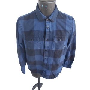 Vans Blue Black Long Sleeve Button Down Plaid Flannel Men's Medium Regular Fit